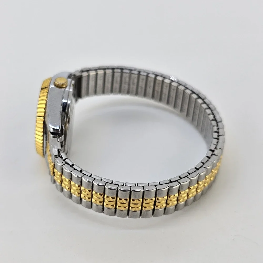 VTG Pulsar Women's Watch 24MM Black Dial Two Tone Stretch Band 5.75